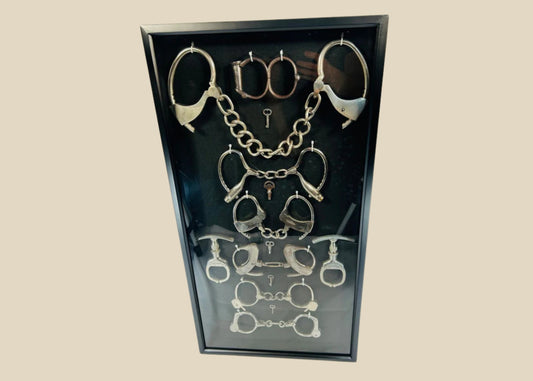Framed Historical Handcuffs and Restraint Devices | 19-20th C