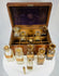 historic mahogany physician’s apothecary case from Virginia with medical bottles