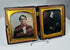 Authentic Victorian daguerreotype double image with ornate gilt brass mats and Union case