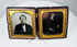 Antique Victorian daguerreotype double portrait housed in decorative thermoplastic Union case