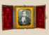 Mid 19th century cased portrait photograph of a Victorian gentleman with velvet interior and brass mat