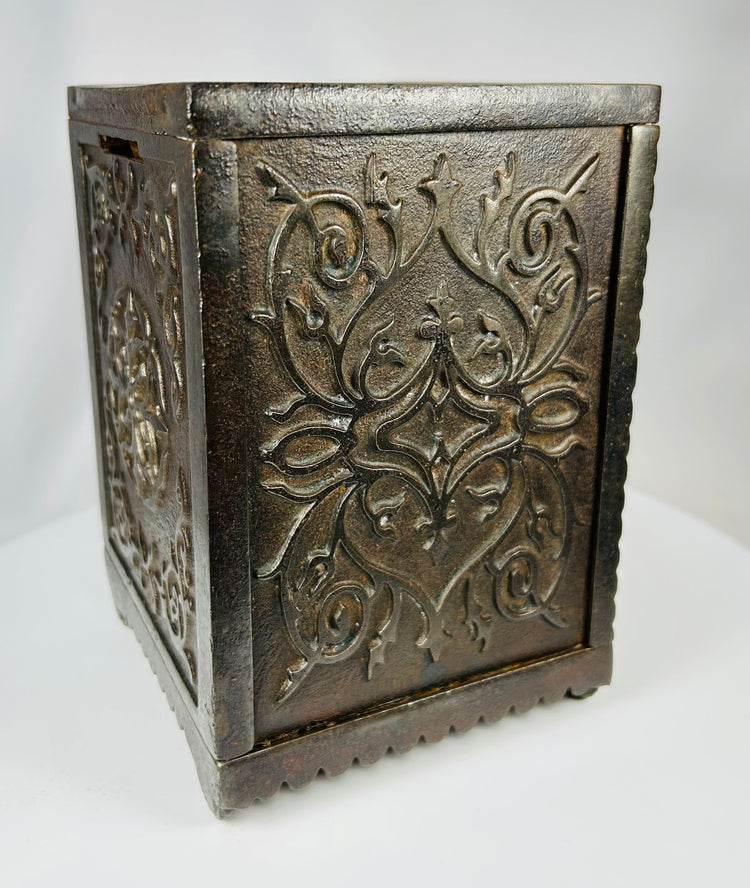 American cast iron still bank with opening door and original coin slot