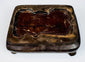 Top surface of carved hardwood display stand for vintage Chinese hardstone Budai figure