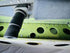 Close-up of the Boeing aircraft cargo door latch mechanism and surrounding aluminum riveted panel
