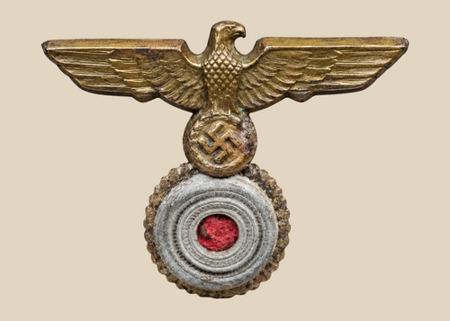 WWII German Kriegsmarine gilt naval cap insignia with eagle and national cockade