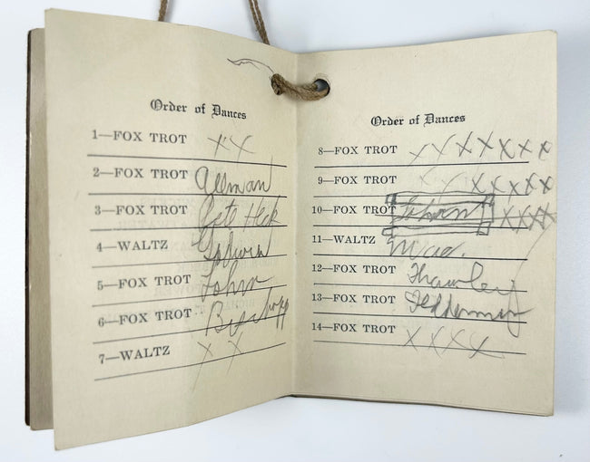 Roaring Twenties dance card booklet honoring Washington College Class of 1925 with attached miniature pencil