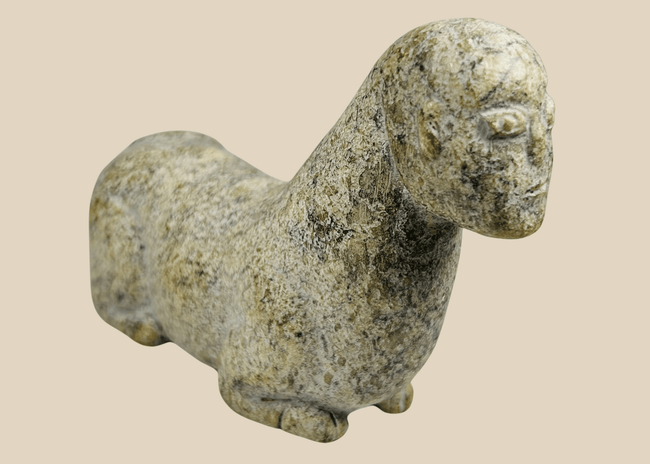 West African carved stone zoomorphic effigy sculpture with stylized form