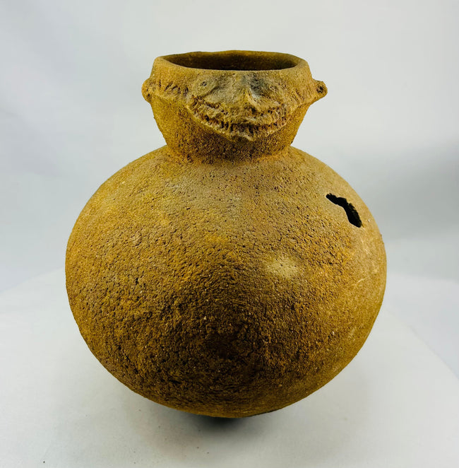 Ancient West Africa crocodile effigy ritual vessel with weathered surface