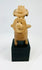 West Mexican Jalisco/Nayarit standing terracotta figure, warrior pose, turban headdress, earspools, ancient wear
