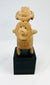 West Mexican Jalisco/Nayarit standing terracotta figure, warrior pose, turban headdress, earspools, ancient wear