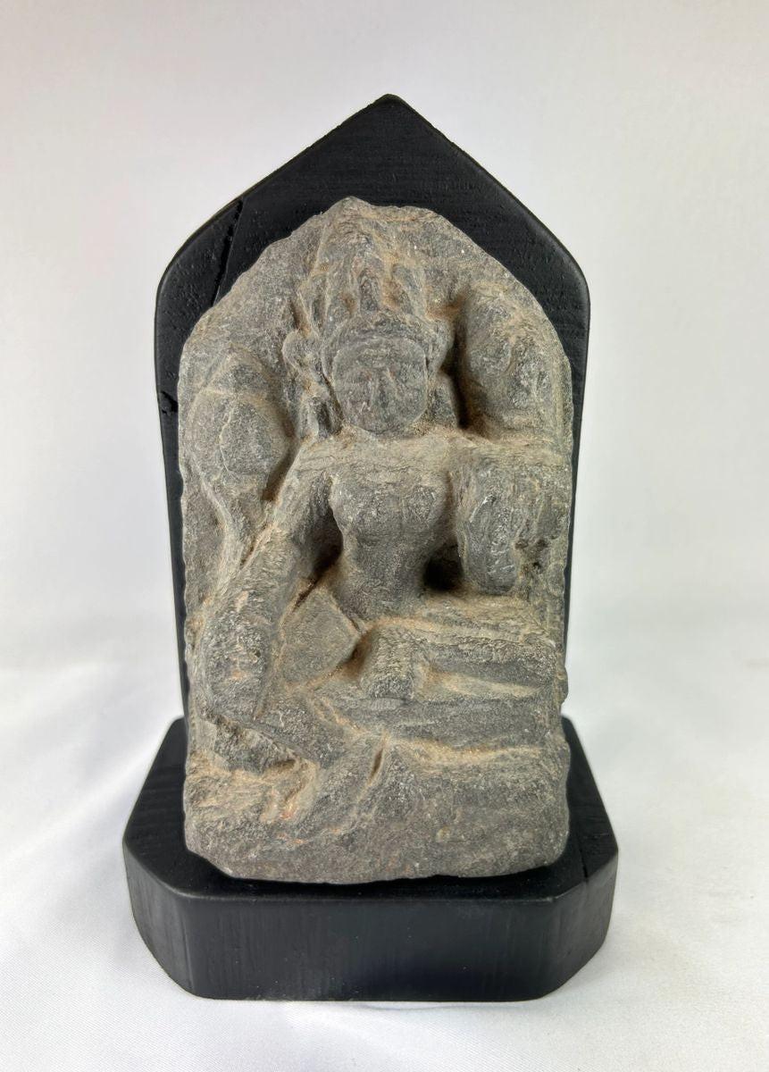14th-century Tibetan stone stele depicting Tara, hand-carved Buddhist devotional relief