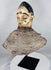 Traditional Yoruba Egungun headpiece from Nigeria with scarification details, black coiffure, and aged painted finish.
