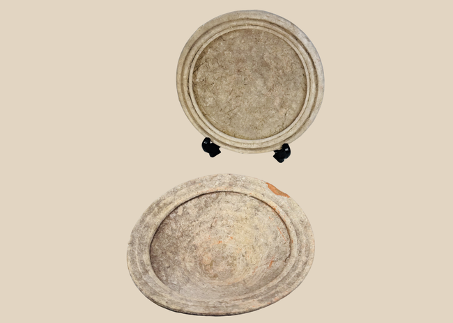 Pair of Ancient Roman North African terracotta Kassérine bowls with white slip surfaces from modern Tunisia.