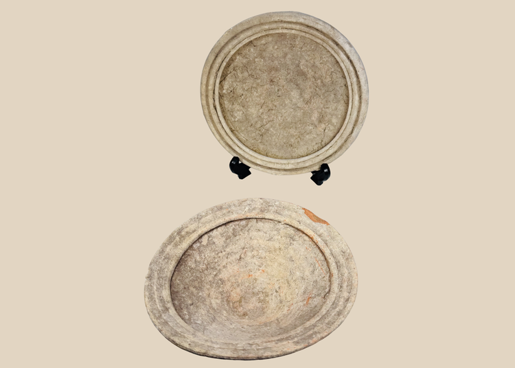 Pair of Ancient Roman North African terracotta Kassérine bowls with white slip surfaces from modern Tunisia.