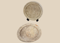 Pair of Ancient Roman North African terracotta Kassérine bowls with white slip surfaces from modern Tunisia.