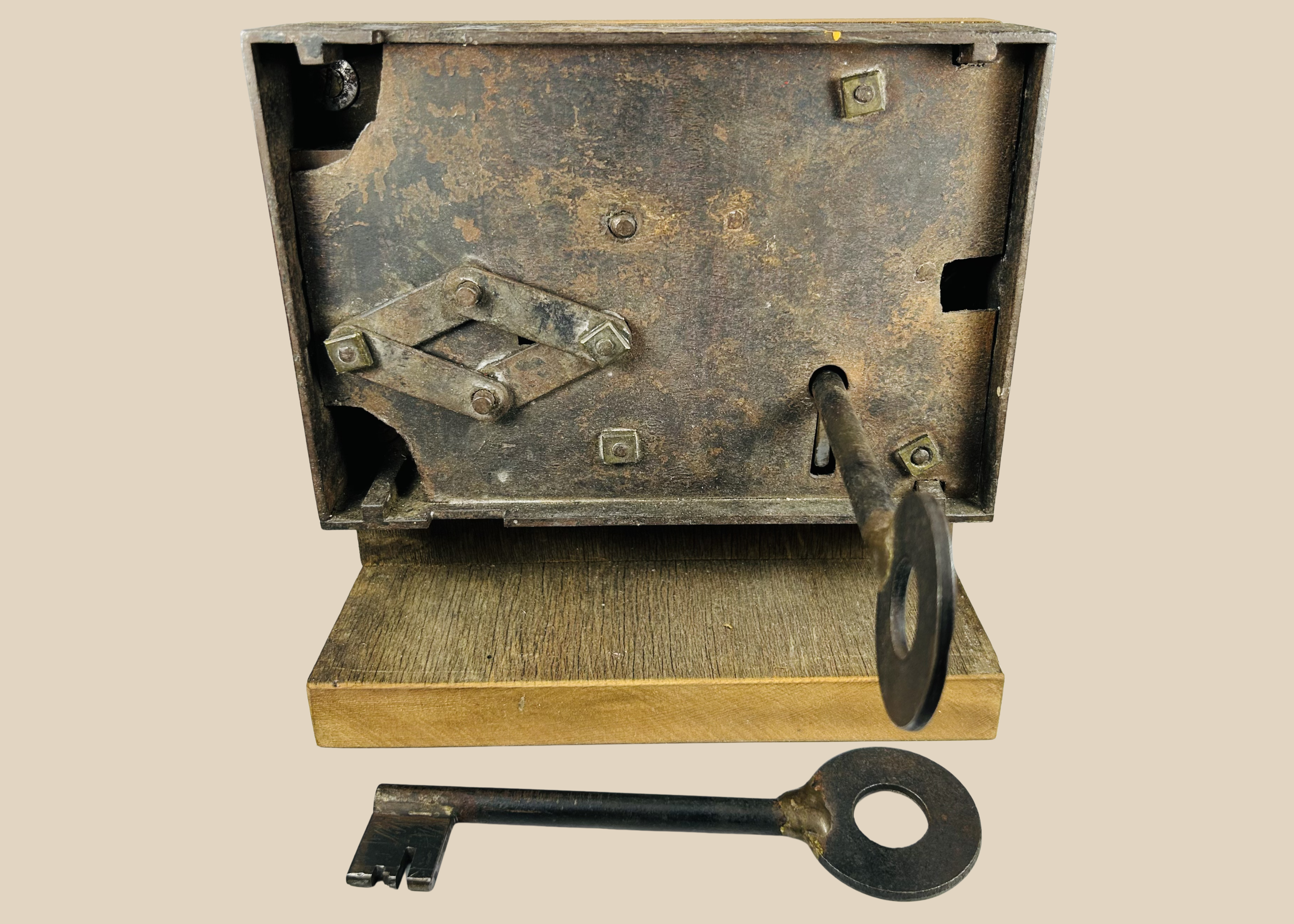 Antique Victorian | Warded Rim Lock with Oversized Skeleton Keys | Circa 1800s