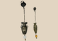 Antique Chinese silver suspended ornament with jade bead, late Qing Dynasty