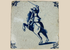 antique Dutch Delft tile with mounted swordsman on rearing horse