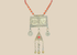 Antique Turkmen tribal necklace with a rectangular pectoral pendant, tumar amulet, and red glass beads.