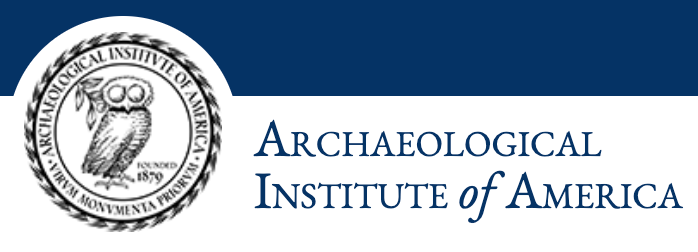 Logo of the Archaeological Institute of America featuring the owl emblem on a blue and white background