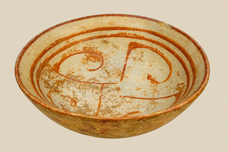 Ancient West Mexico | Ceremonial Terracotta Bowl with Painted Motifs | Circa 300 BCE – 300 CE