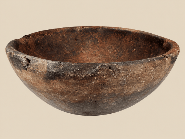 Cuenco de cerámica prehispánica antigua | Vasija de terracota oscurecida por el fuego | Circa 500 a. C. - 1200 d. C.