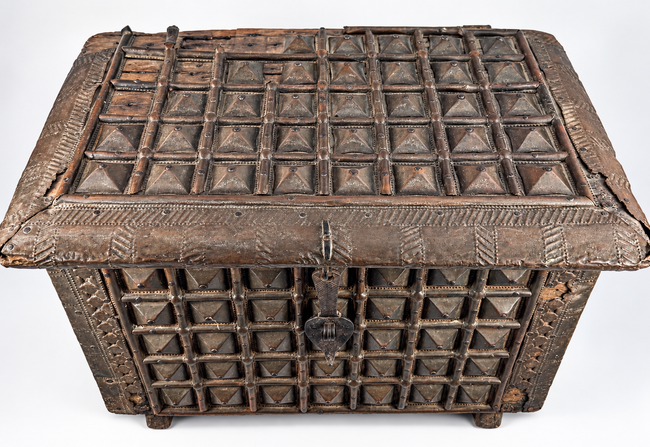 Antique Indian Brass-Clad Hardwood Lidded Box | Circa Late 19th Century