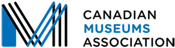 Logo of the Canadian Museums Association with a stylized blue and black letter M on a transparent background