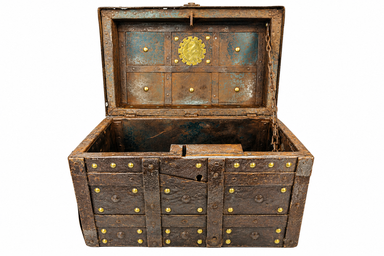 Iron-Bound Strongbox | Spain or Portugal | Dated 1840 (16th–17th Century Style)