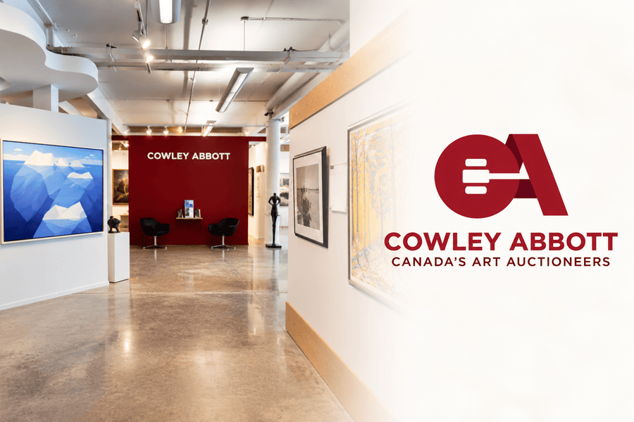Cowley Abbott gallery interior in Toronto with Cowley Abbott Canada’s Art Auctioneers logo.
