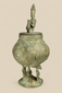 Recipiente ritual de bronce dogón | Vasija antropomórfica con tapa con figura | Siglo XIX d. C. 