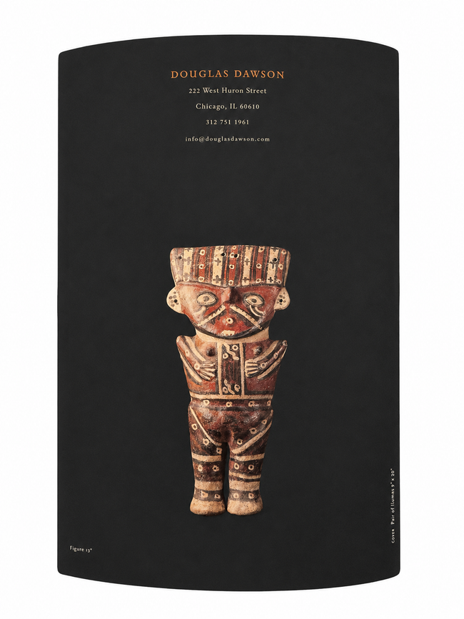 Back cover of the 2004 Douglas Dawson Chancay Art of Coastal Peru exhibition catalog featuring a painted Chancay figure.