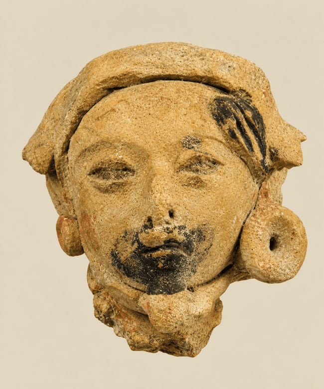 Pre-Columbian | Mesoamerican | Larger Ceramic Head Fragment | Circa 500-900 AD