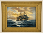 Alfred Gabali (1886–1963) | Pintura marítima al óleo «Barcos que pasan en la noche» | Circa 1958 