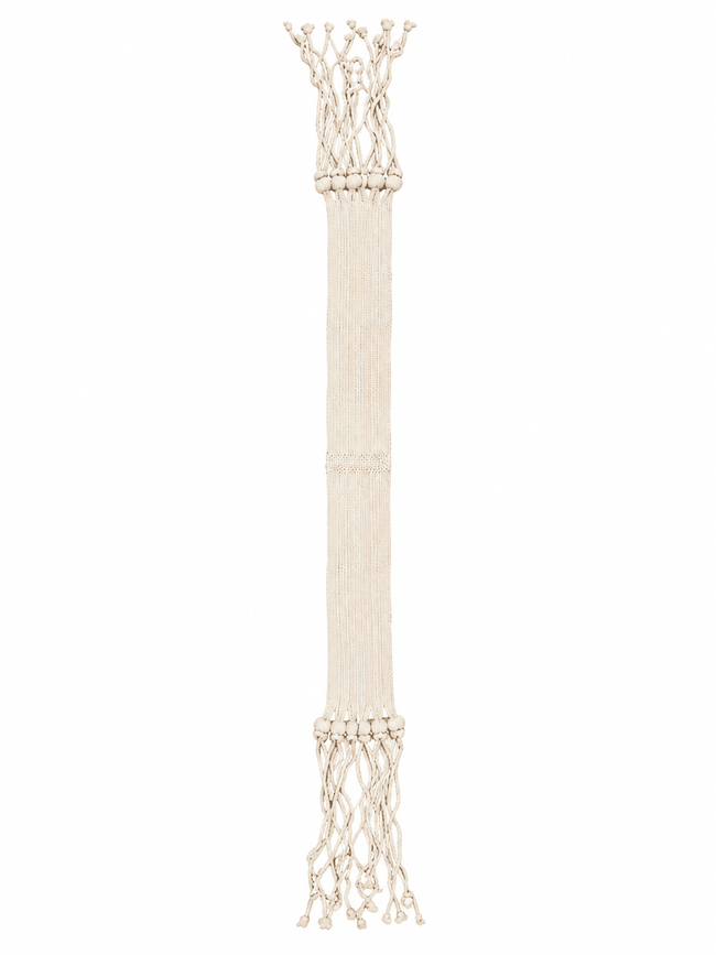 Handwoven Hopi-attributed child’s ceremonial sash made from cream-coloured cotton