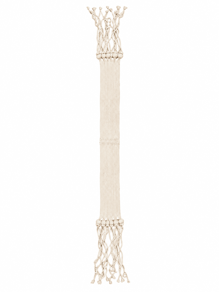 Handwoven Hopi-attributed child’s ceremonial sash made from cream-coloured cotton