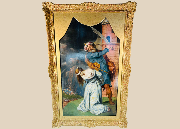 18th century Italian School oil painting depicting the Martyrdom of St. Catherine of Alexandria