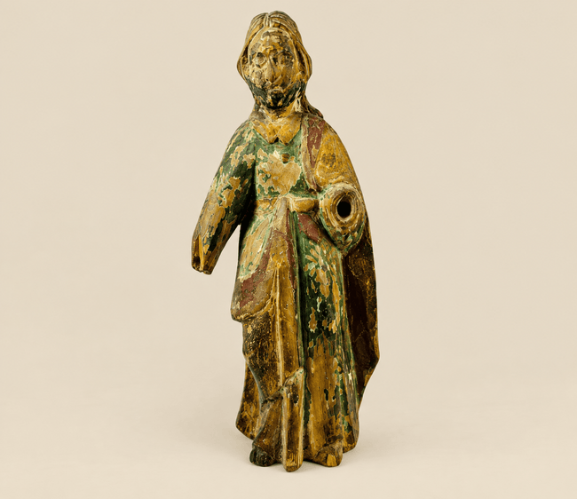 Saint espagnol colonial ou européen | Saint en bois sculpté à la main avec des traces de polychromie | XVIIe-XVIIIe siècle 