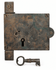 Industrial Age Door Lock with Skeleton Key | Hand-Forged Iron Mechanism | Circa 19th Century