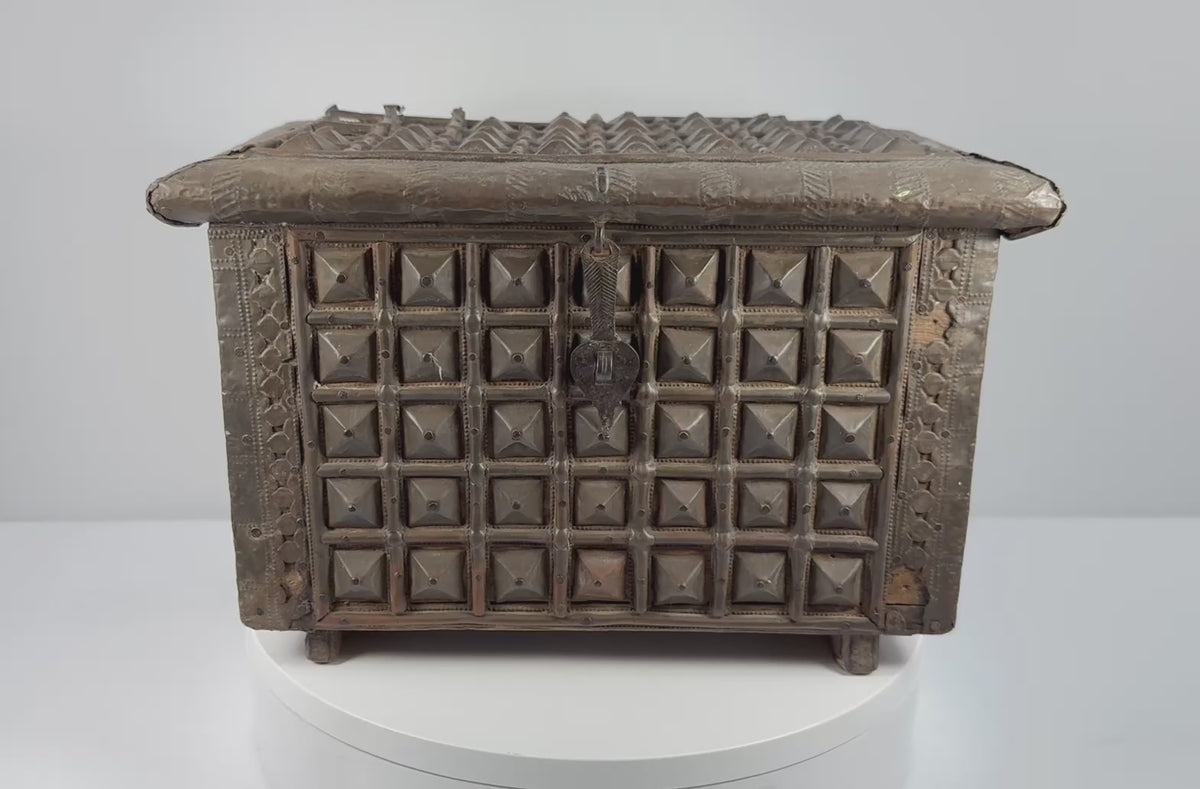 Antique Indian Brass-Clad Hardwood Lidded Box | Circa Late 19th Century