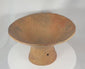 360-degree view of an ancient Pre-Columbian terracotta pedestal vessel featuring geometric painted decoration, a wide flaring ceremonial bowl, and an aged archaeological surface.