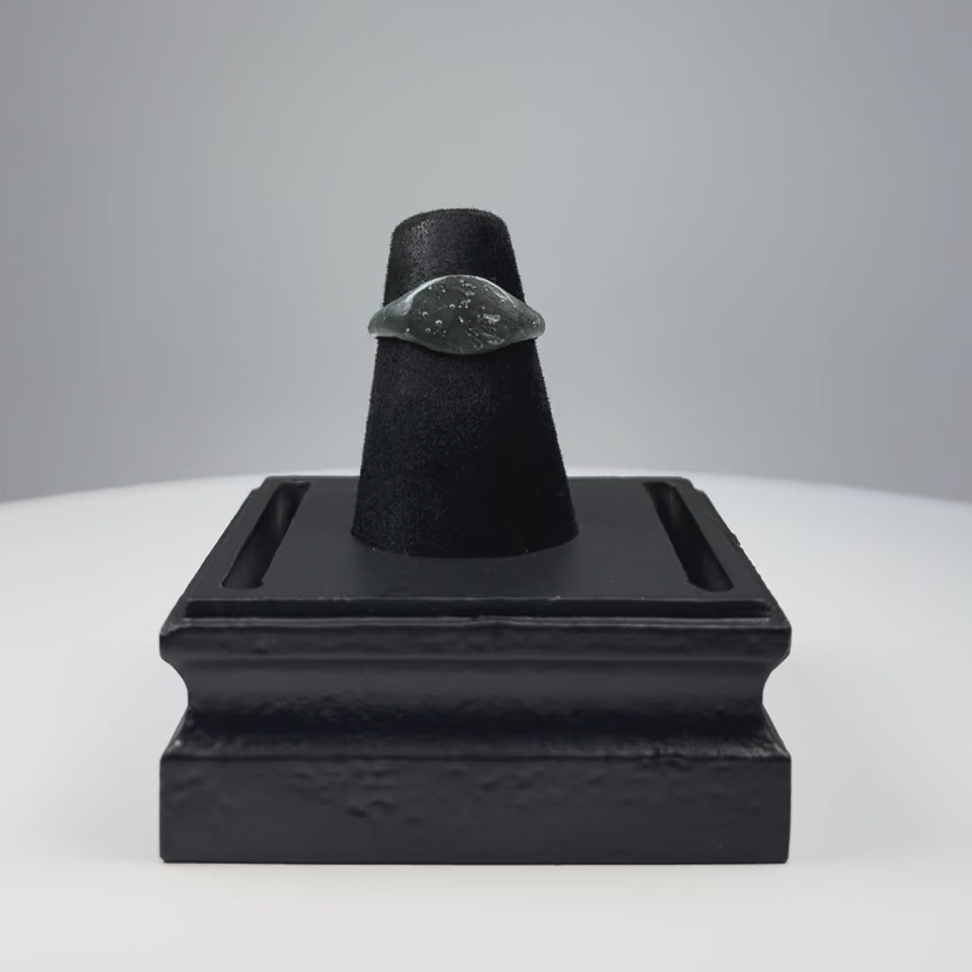 360-degree video of ancient Roman bronze finger ring with broad plain oval bezel, circa 2nd–4th century CE