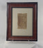 360-degree rotating view of an 18th-century European sepia ink figure study on vellum, depicting a seated female figure, a child's head, and a male profile, preserved within a decorative wooden frame and showcasing the spontaneous character of an artist's working sketch.