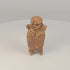 360-degree view of Pre-Columbian Maya terracotta figural rattle with headdress, perforated object, and aged patina
