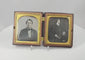 360-degree rotating view of an authentic Victorian husband and wife daguerreotype double portrait in an original thermoplastic Union case, circa 1855–1865.