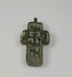 Orthodox champlevé enamel cross pendant with Cyrillic inscriptions and green enamel, circa 1780–1820, shown in rotating 360-degree video.