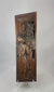 360° video of a 16th–17th century Gothic/Tudor carved oak relief panel showing robed figures in deep architectural niche.