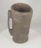 360-degree view of an antique Himalayan hand-carved wooden vessel with integral handle, aged patina, shrinkage cracks, and rustic ethnographic character