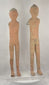 Rotating presentation of two Western Han terracotta male funerary figures with surviving pigment and acrylic stands