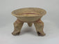 Rotating view of ancient tripod bowl with zoomorphic supports and ochre slip, Nicoya culture, 800–1200 AD